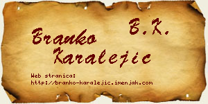 Branko Karalejić vizit kartica